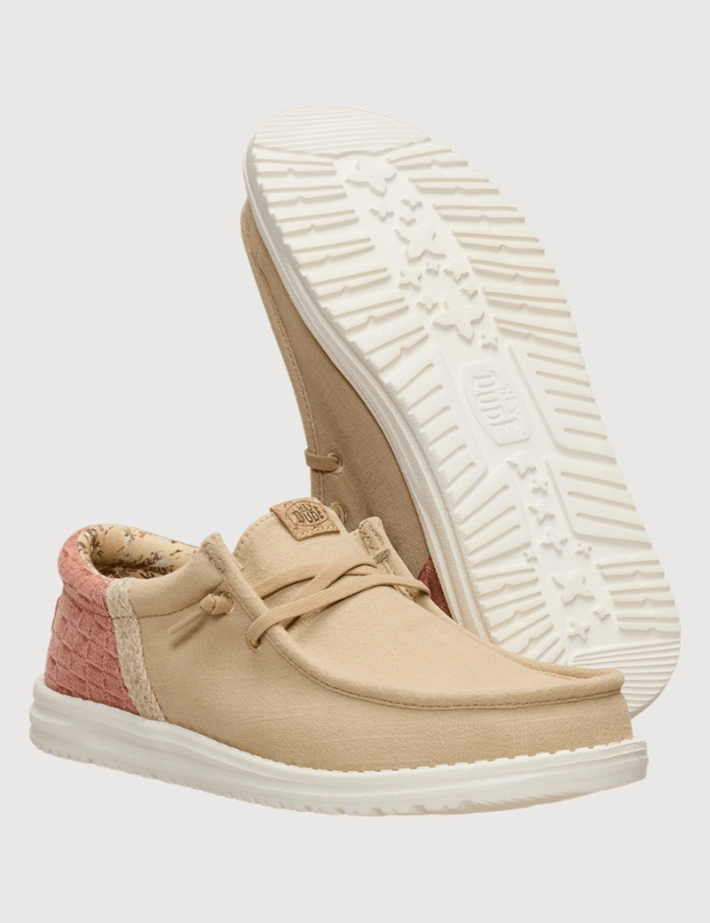 Hey Dude Chaussures Homme en Toile Wally Funk Summer Stich Beige Rouge - 4