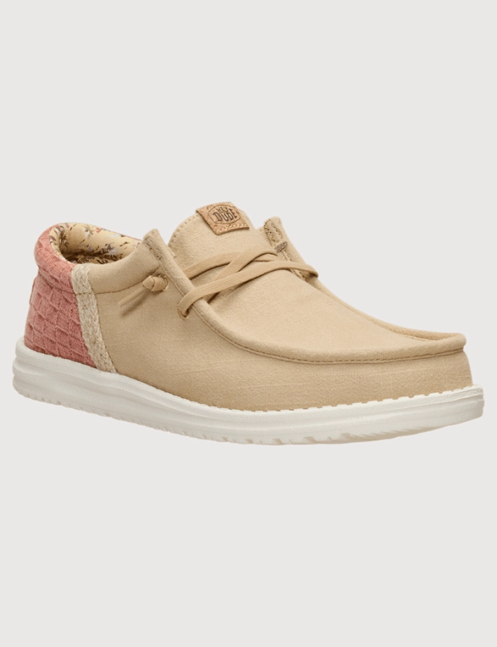 Hey Dude Chaussures Homme en Toile Wally Funk Summer Stich Beige Rouge - 5
