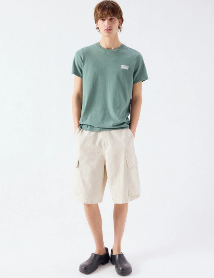 American Vintage T-shirt Homme Manches Courtes Col Rond Ykobow Vert - 5