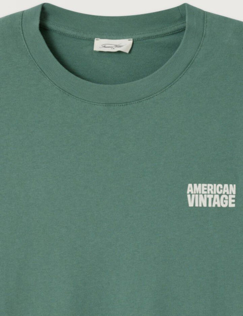 American Vintage T-shirt Homme Manches Courtes Col Rond Ykobow Vert - 6