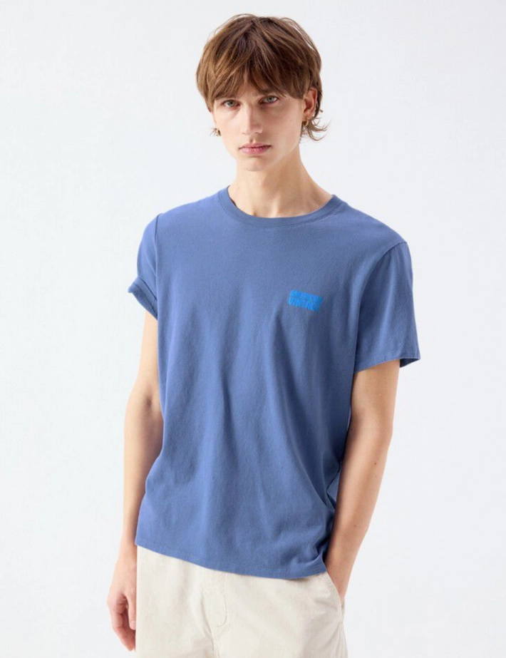 American Vintage T-shirt Homme Manches Courtes Col Rond Ykobow Azur - 2