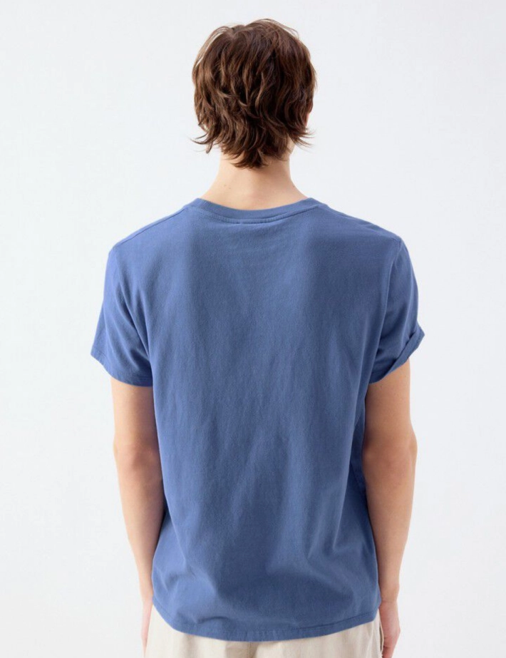 American Vintage T-shirt Homme Manches Courtes Col Rond Ykobow Azur - 3