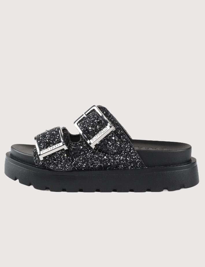 BUFFALO Sandales Femme Double Bride Raya Ari Glam Noir