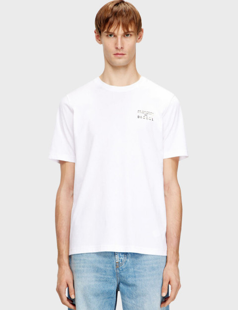 DIESEL T-Shirt Homme Adjust Logo Cœur Blanc V5 - 4