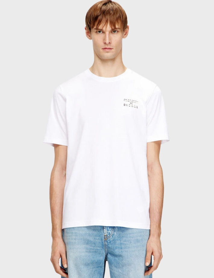 DIESEL T-Shirt Homme Adjust Logo Cœur Blanc V5 - 4