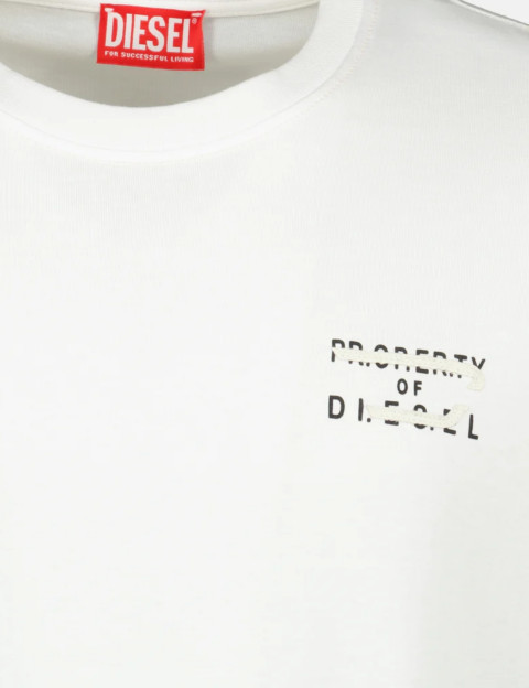DIESEL T-Shirt Homme Adjust Logo Cœur Blanc V5 - 6