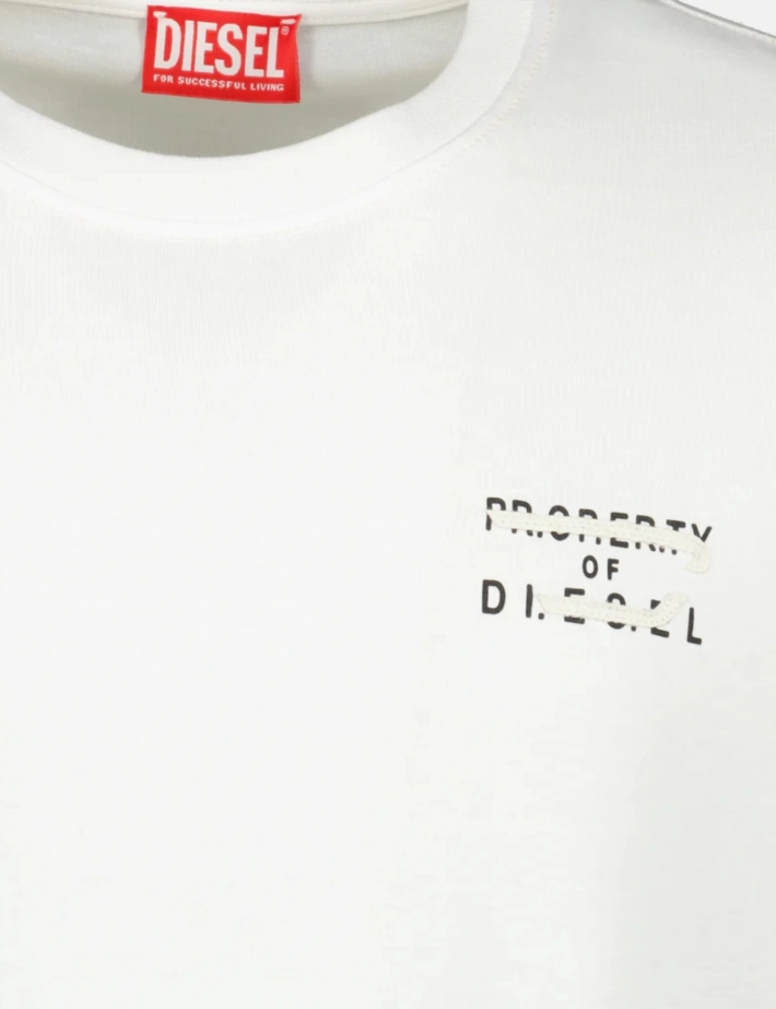 DIESEL T-Shirt Homme Adjust Logo Cœur Blanc V5 - 6
