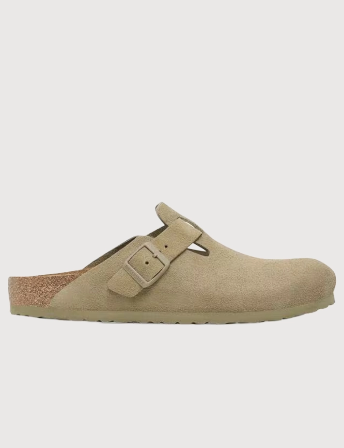 Birkenstock Sabots Boston Suède Beige Homme