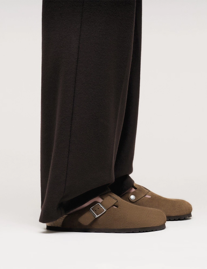 Birkenstock Sabots Boston Soft Footbed Suède Marron Femme - 2