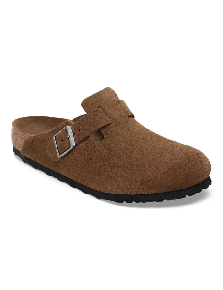 Birkenstock Sabots Boston Soft Footbed Suède Marron Femme - 4
