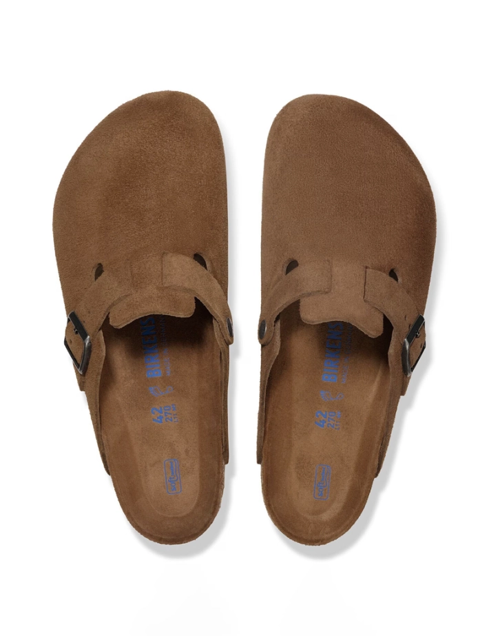 Birkenstock Sabots Boston Soft Footbed Suède Marron Femme - 5
