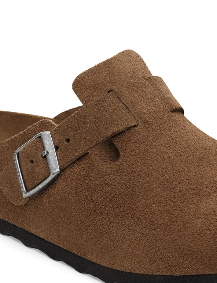 Birkenstock Sabots Boston Soft Footbed Suède Marron Femme - 7