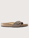 Birkenstock Sandales Madrid Birkibuc Simple Bride Taupe Femme