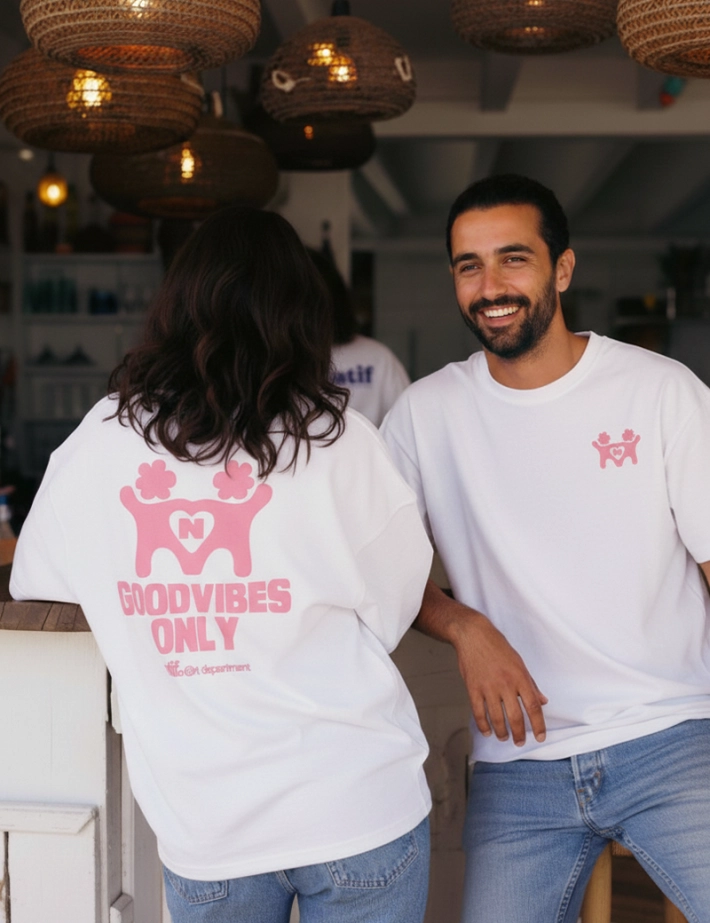 Natif T-Shirt Femme Good Vibes Only Art Blanc