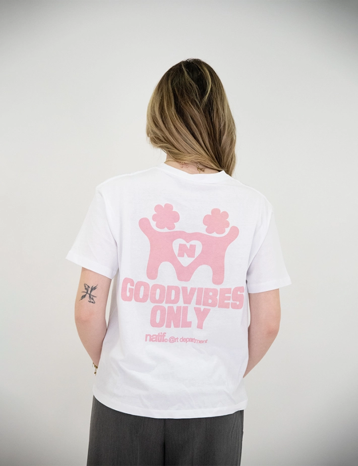 Natif T-Shirt Femme Good Vibes Only Art Blanc - 2