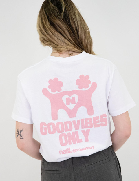 Natif T-Shirt Femme Good Vibes Only Art Blanc - 5