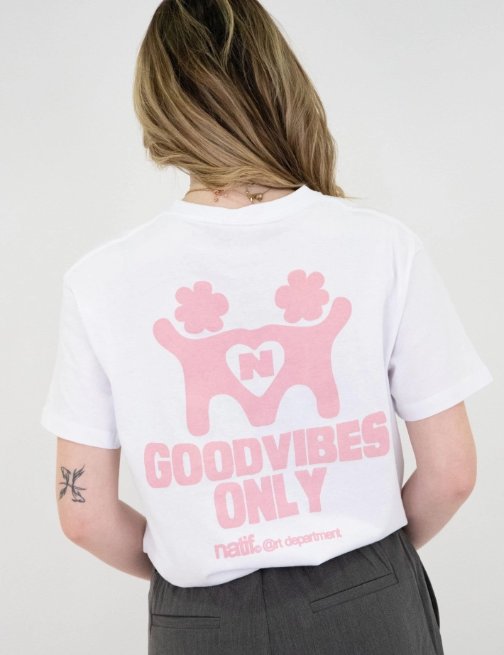 Natif T-Shirt Femme Good Vibes Only Art Blanc - 5