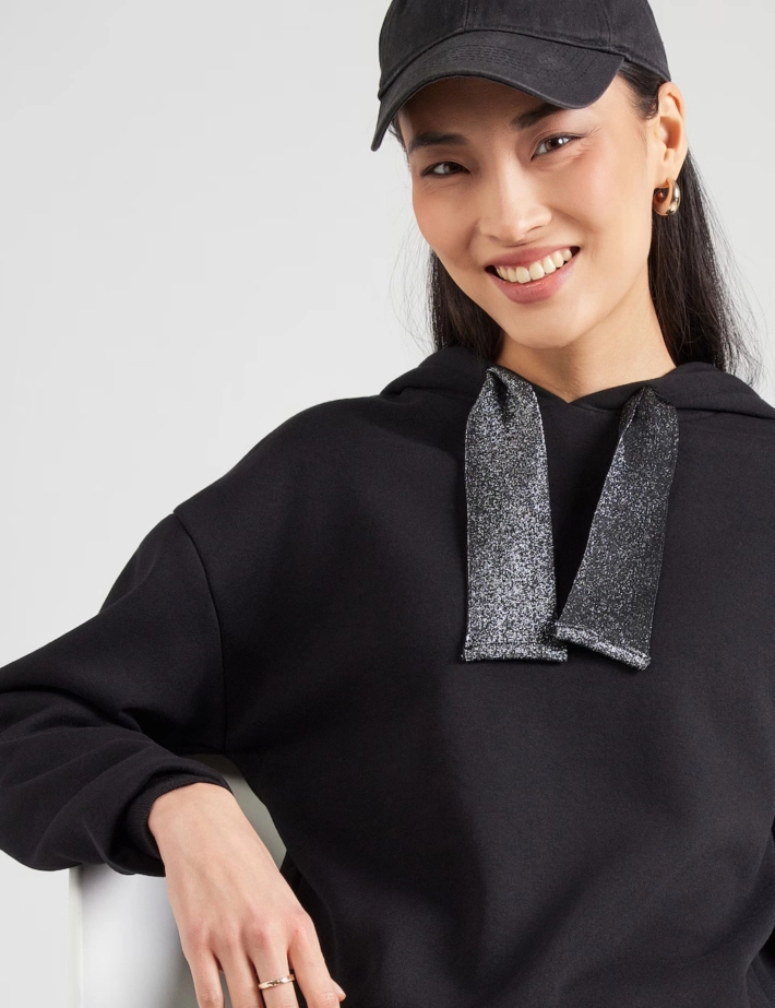 PIECES Sweat Capuche Chilli Glitter Noir - 4