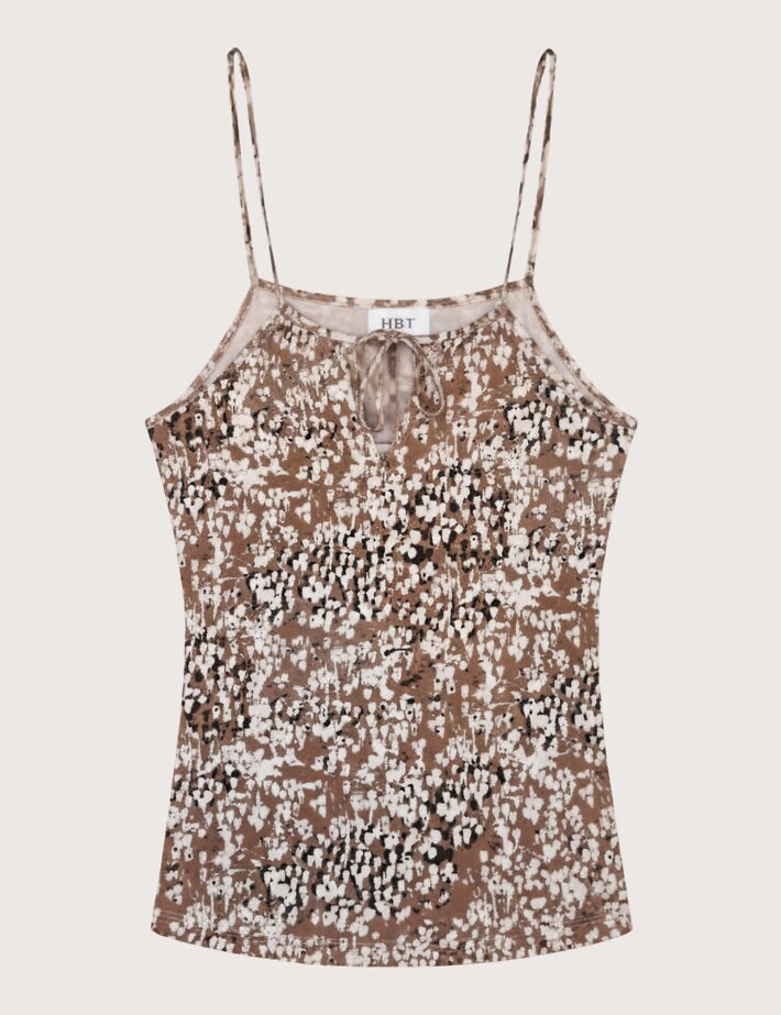 HBT Basics Print | Aya Top Beige
