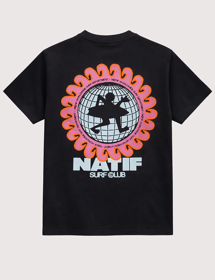 Natif T-Shirt Unisexe Loose Worldwide Surf Noir - 2
