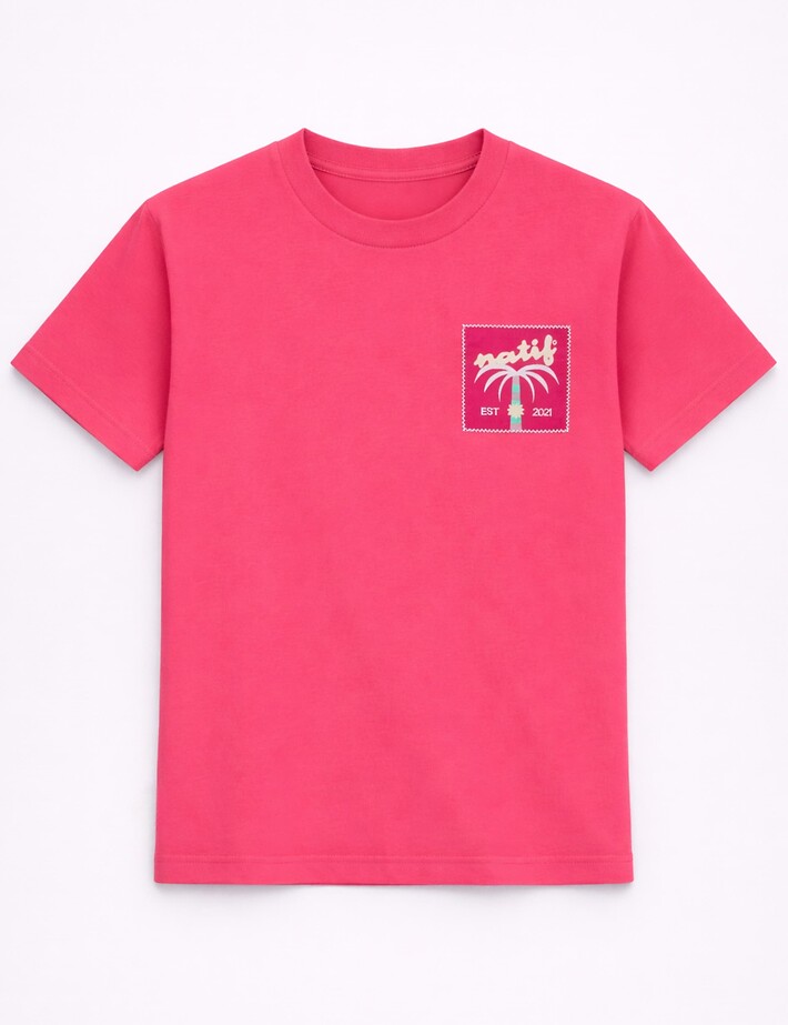 Natif T-Shirt Femme Palm Est 2021 Rose