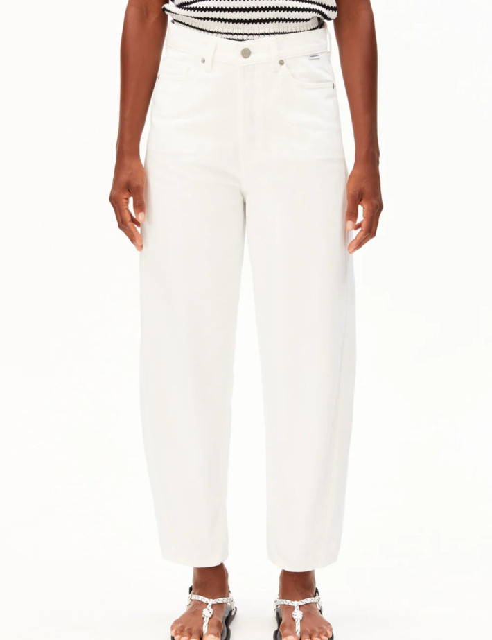 Armed Angels Jean Femme Coupe Ballon Baarly Barrel Blanc - 7