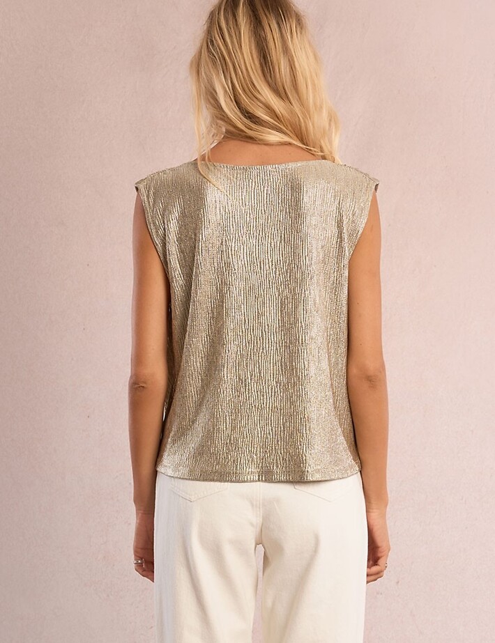 MOLLY BRACKEN Top Sans Manches Brillant Doré - 2