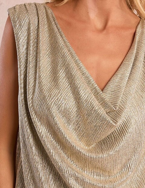MOLLY BRACKEN Top Sans Manches Brillant Doré - 3