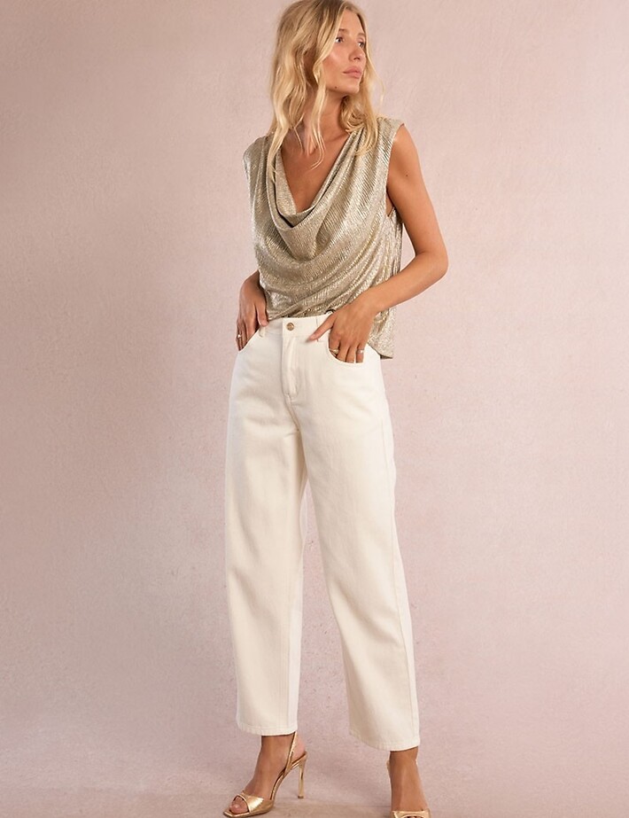 MOLLY BRACKEN Top Sans Manches Brillant Doré - 4