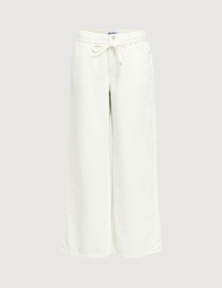 OBJECT Pantalon Femme Rosie avec Ceinture Large Beige Foncé Denim