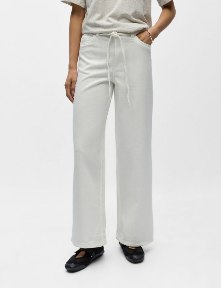 OBJECT Pantalon Femme Rosie avec Ceinture Large Beige Foncé Denim - 3