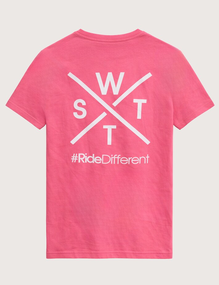 WATTS T-Shirt Homme Manches Courtes ADN Rose Fluo Logo Ice Bleu - 2