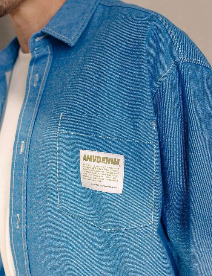 American Vintage Chemise Homme Bleu Pusway Cascade - 10