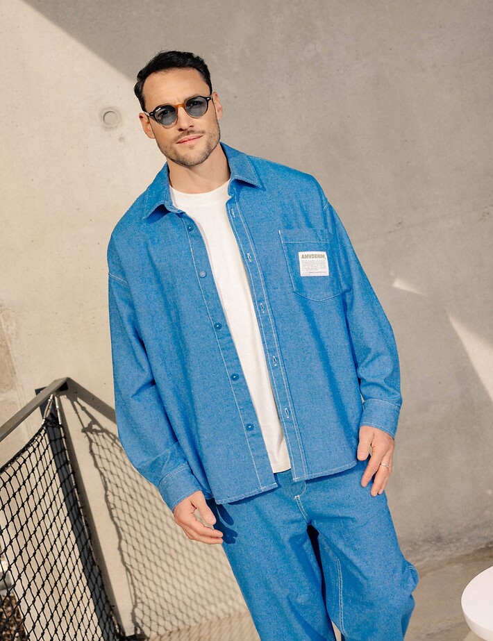 American Vintage Chemise Homme Bleu Pusway Cascade - 14