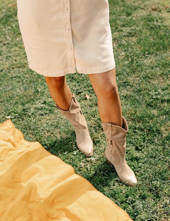 Métisse Santiags en Cuir Motifs Taupe - 8