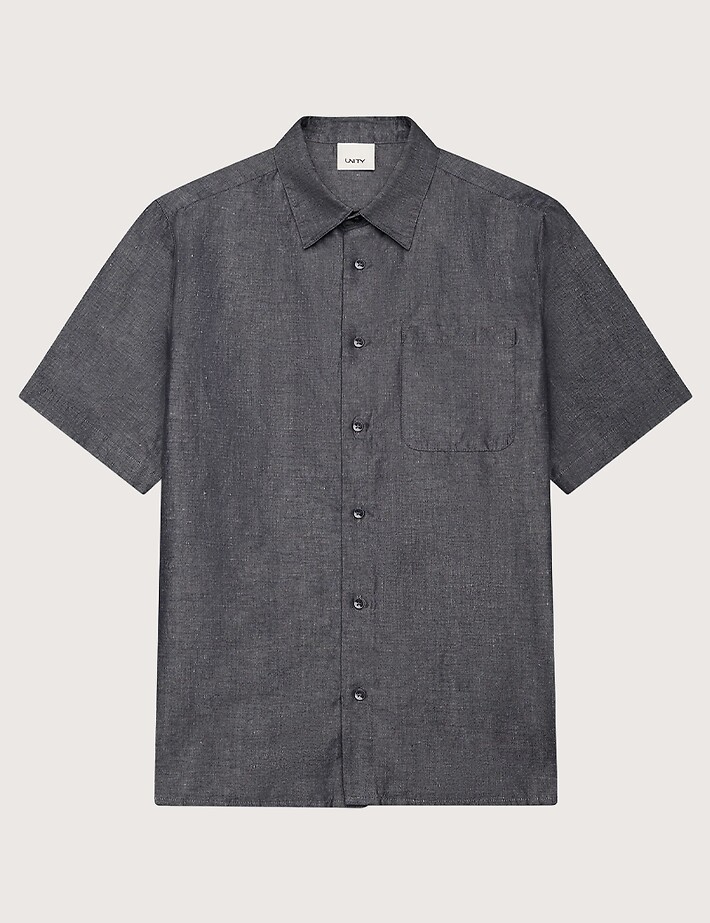 Unity Chemise Homme Manches Courtes Arrow Lin Bleu Jean