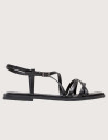 PORRONET Sandales Plates en Cuir Noir