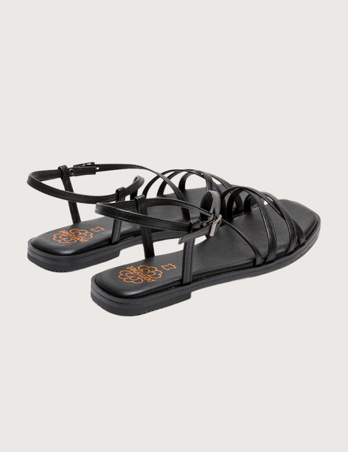 PORRONET Sandales Plates en Cuir Noir - 5