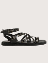 PORRONET Sandales Plates en Cuir Cloutés Noir