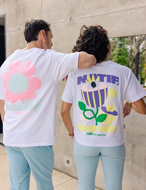 Natif T-Shirt Femme Good Vibes Art Blanc - 5