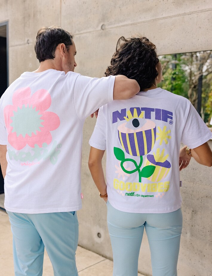 Natif T-Shirt Femme Good Vibes Art Blanc - 5