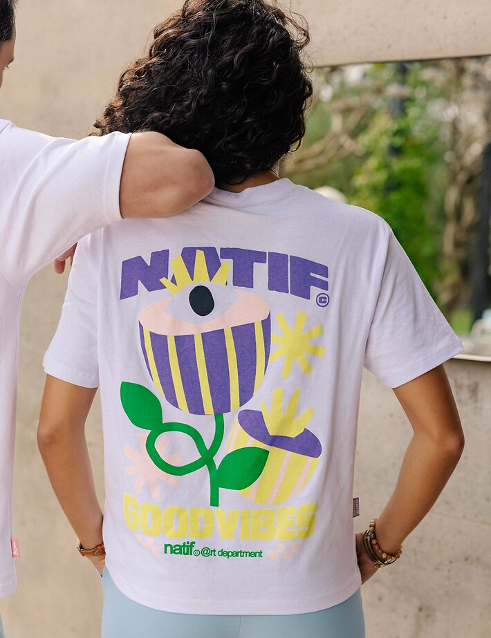 Natif T-Shirt Femme Good Vibes Art Blanc - 3
