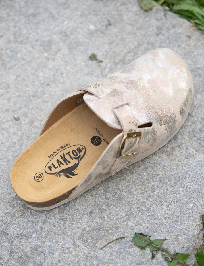 Plakton Sabots Femme Eva Léopard Métal Camel - 7
