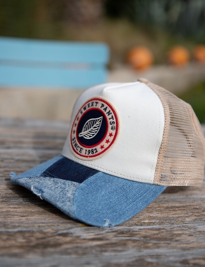 SWEET PANTS Casquette Patchwork Cap Beige Denim - 4