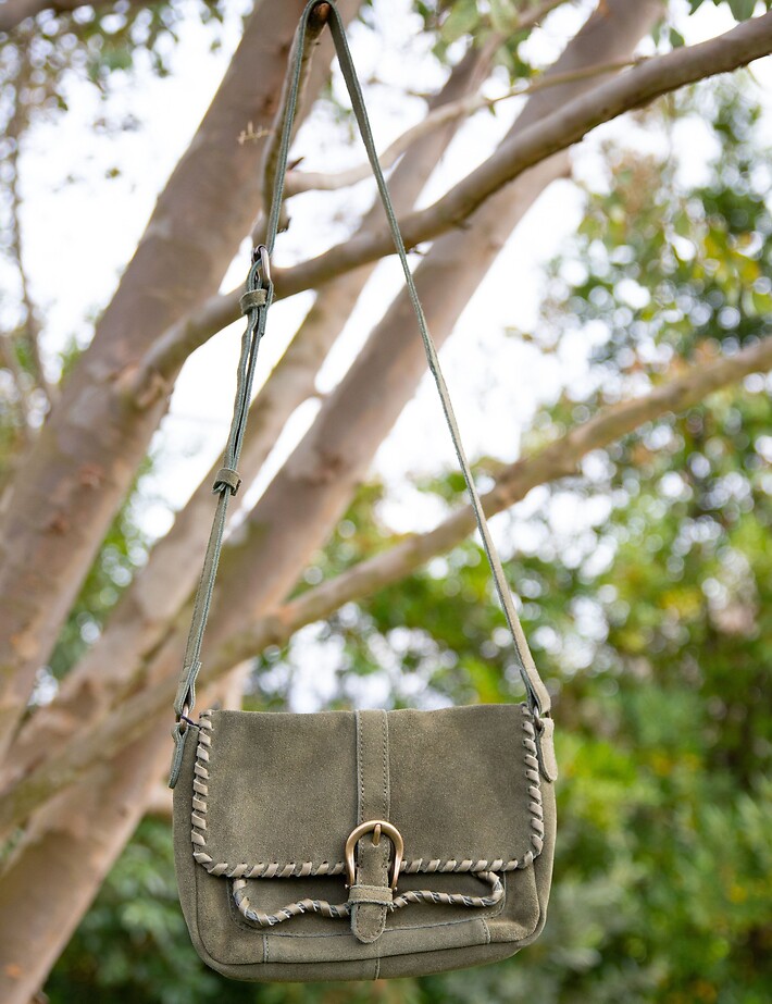 PIECES Sac Cross Body Jenny Suède Kaki - 7