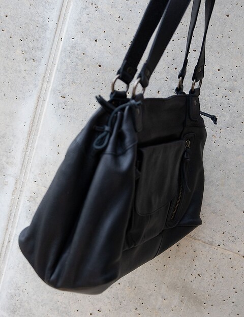 PIECES Sac à Main Pihanna en Cuir Noir - 8