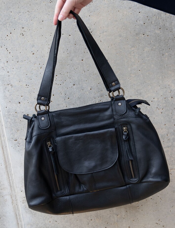 PIECES Sac à Main Pihanna en Cuir Noir - 9