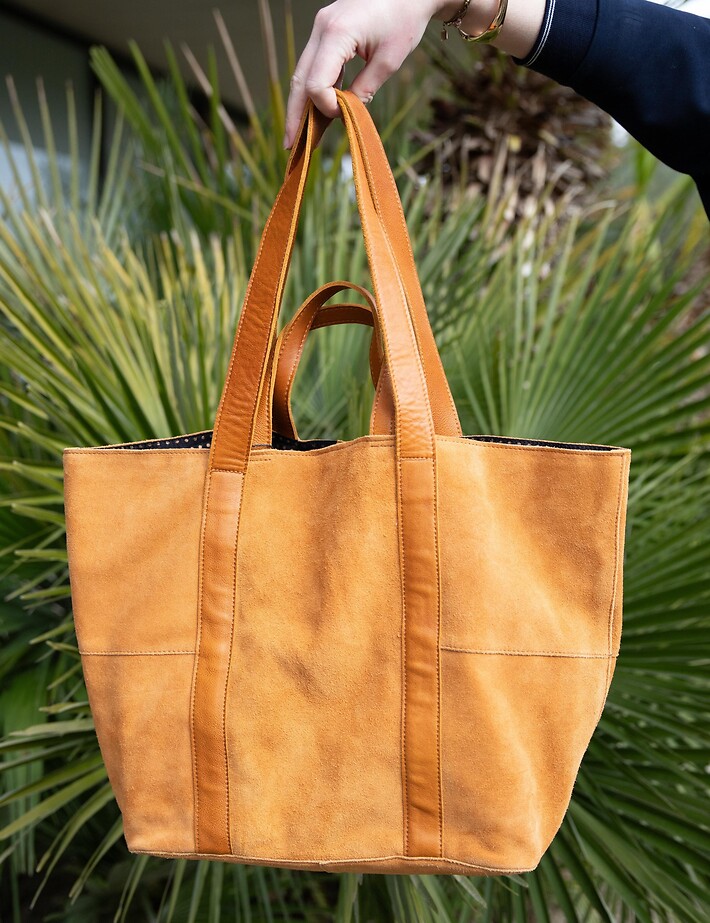 PIECES Sac Shopper Jasmin Suède Camel - 8