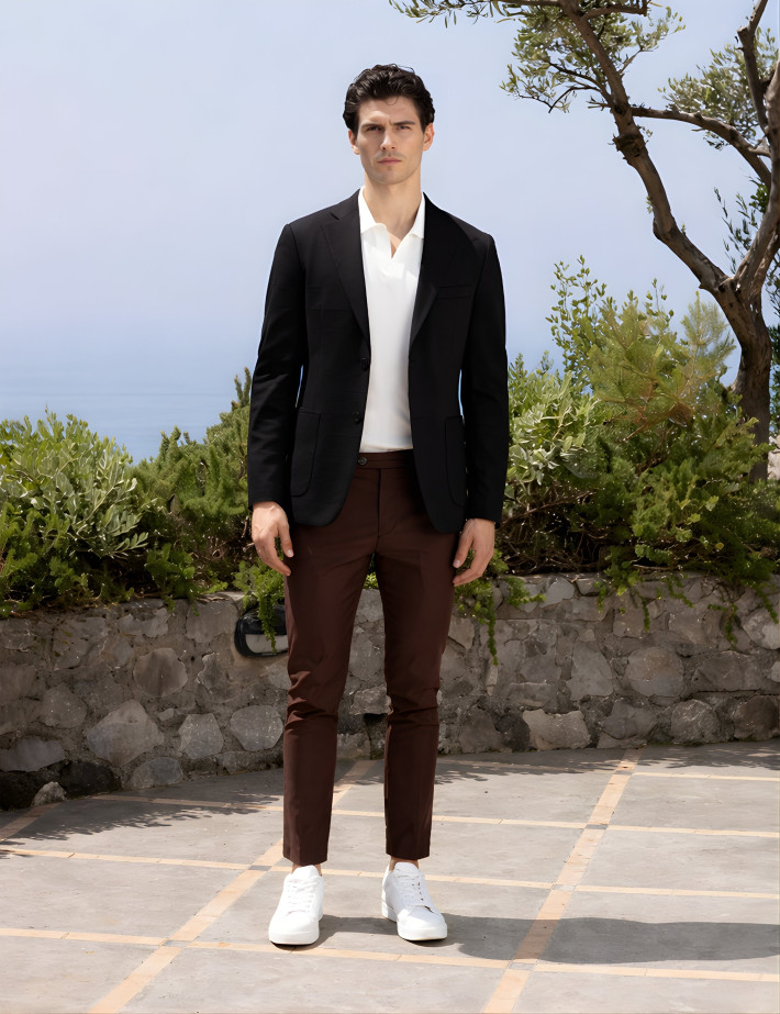SEINSE Blazer Homme Manches Longues Lin Noir - 3
