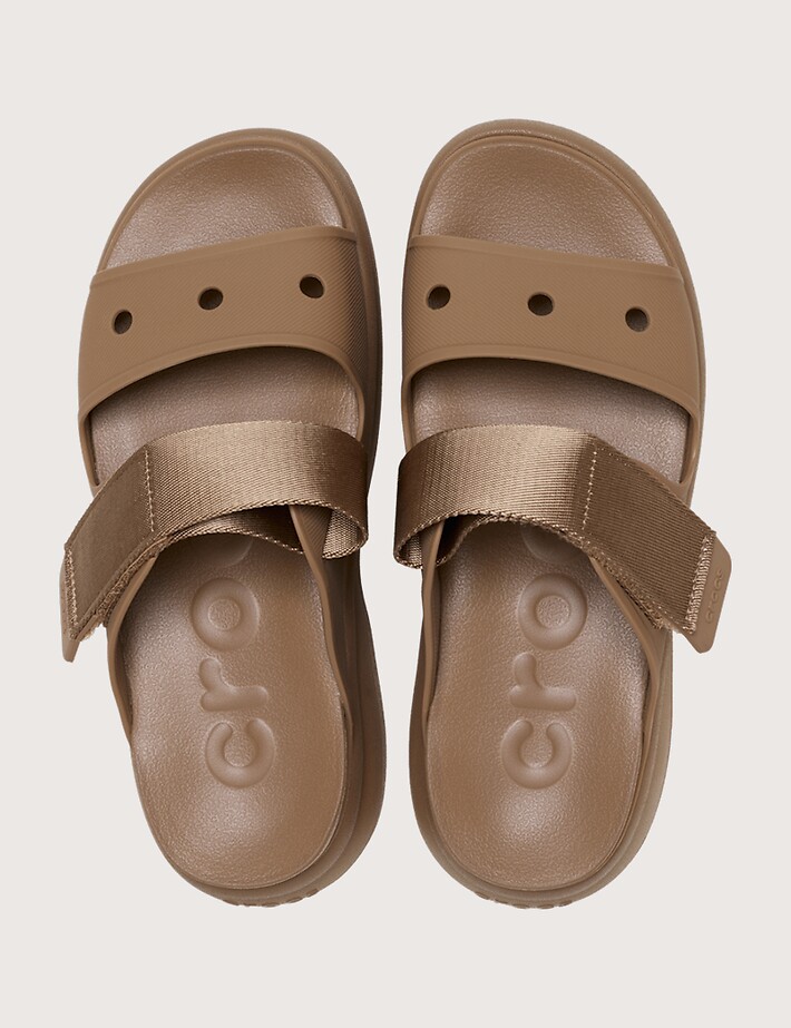 Crocs Sandales Compensées Femme Soho Double Bride Camel - 4